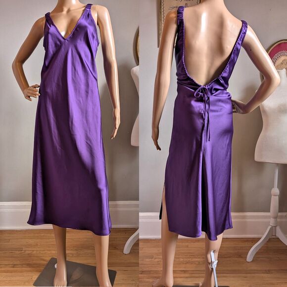Target Future Collective Alani Noelle Satin Midi Slip Dress Purple Low Back - Picture 1 of 12